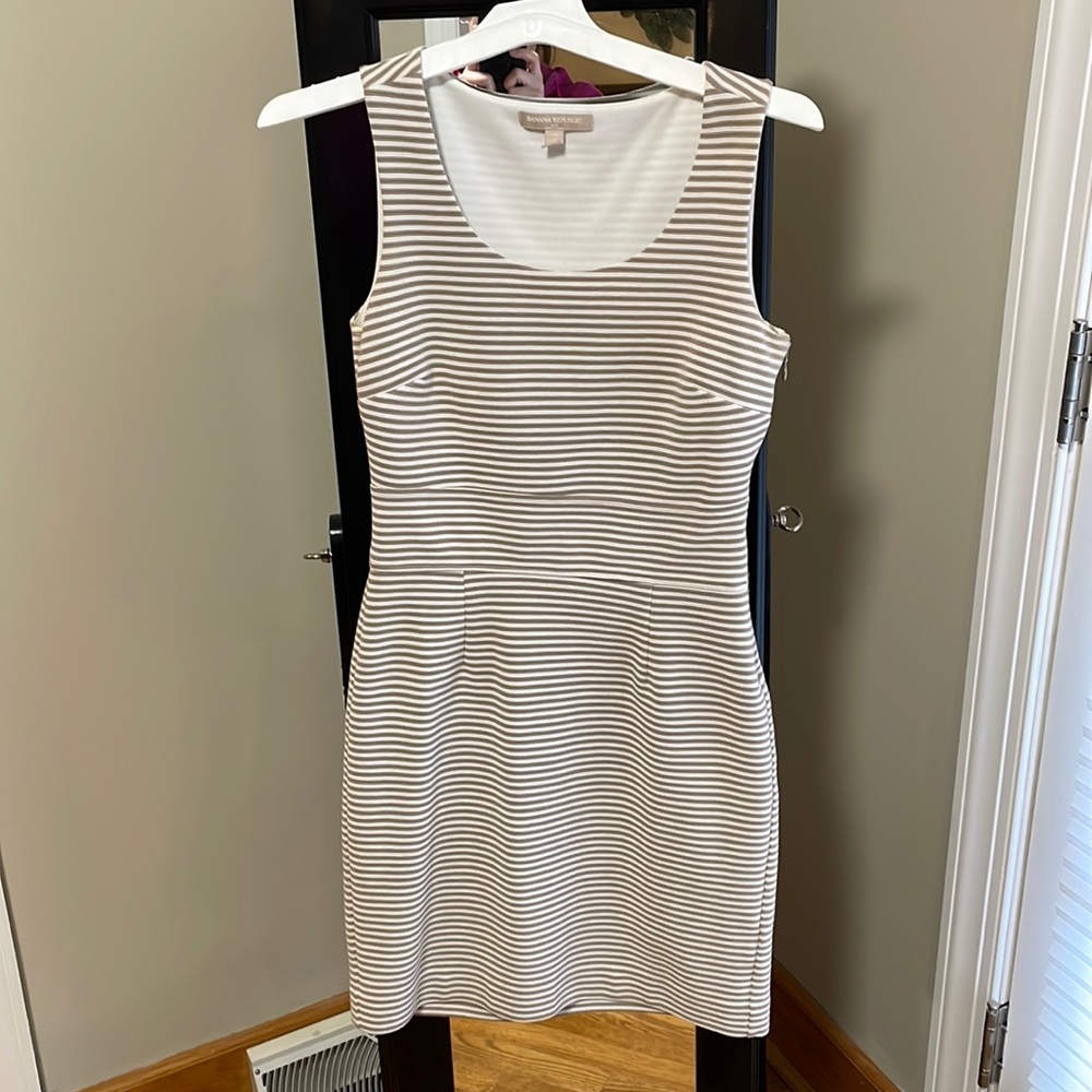 Brown/white striped dress from Banana Republic